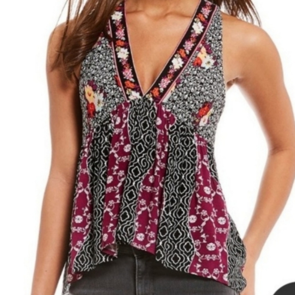 Free People Dream Darlin Printed Racerback Top